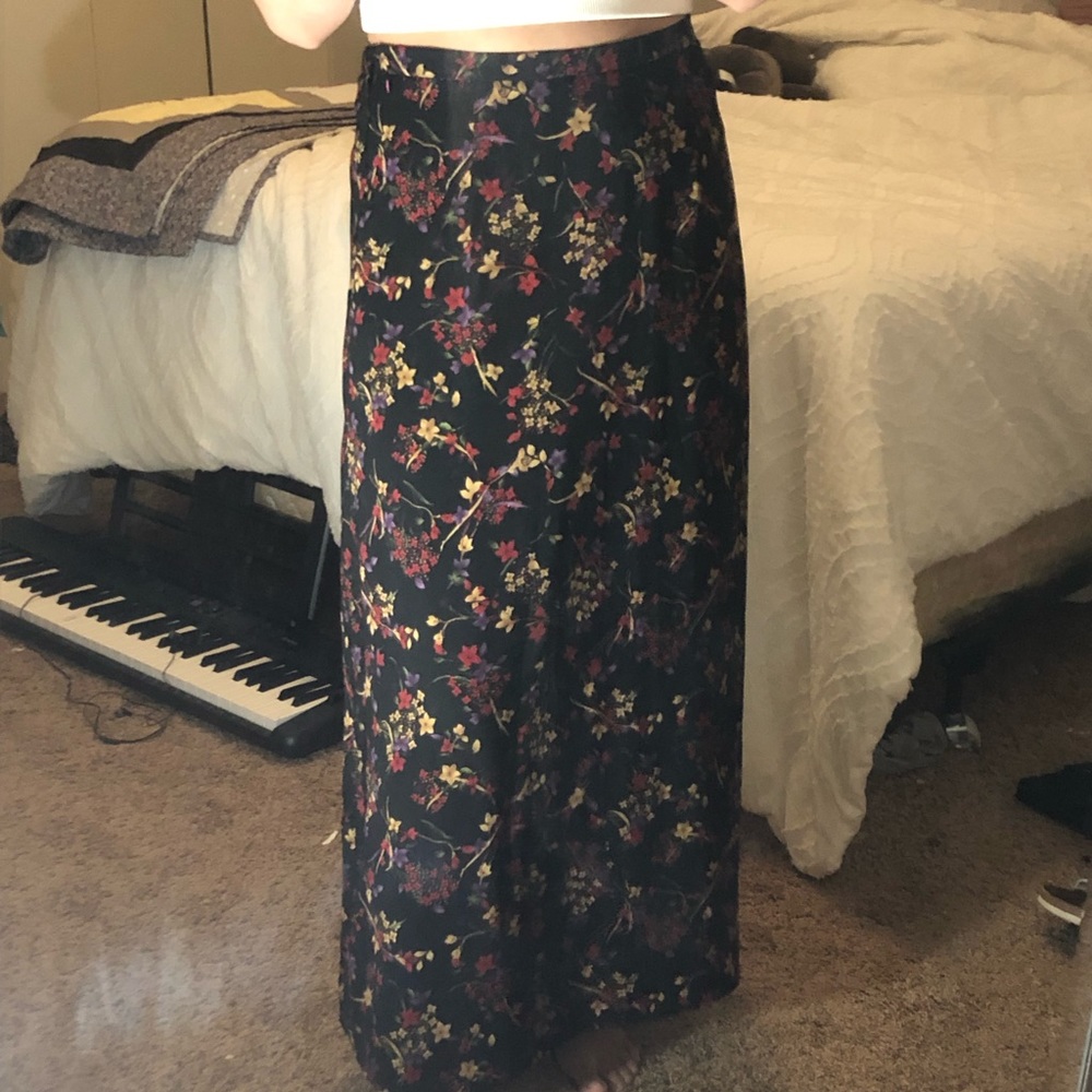 90s maxi floral skirt high waisted